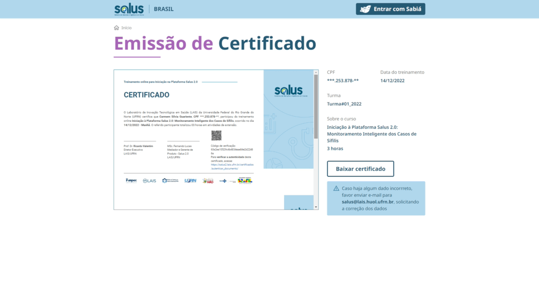 Plataforma SALUS emite certificados de capacitação e traz novidades para a saúde pública no Brasil