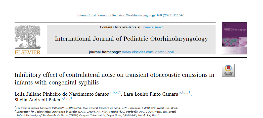 Artigo de pesquisadora do LAIS/UFRN é publicado em periódico internacional de otorrinolaringologia