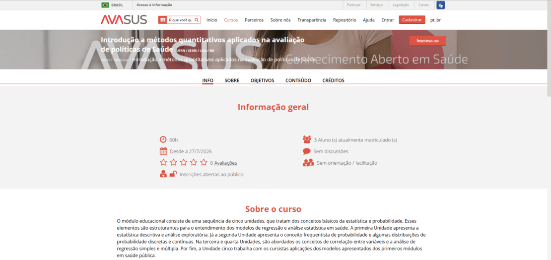 AVASUS lança capacitação para profissionais de saúde sobre o uso de métodos estatísticos