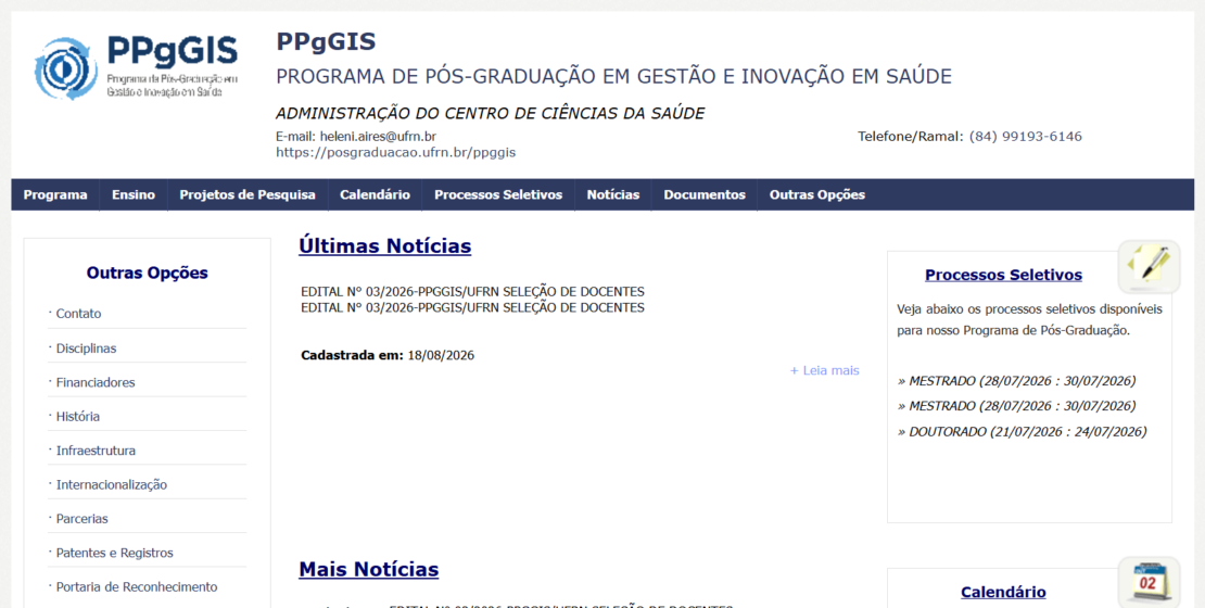 PPGGIS/UFRN abre seleção para credenciamento de novos docentes para o programa